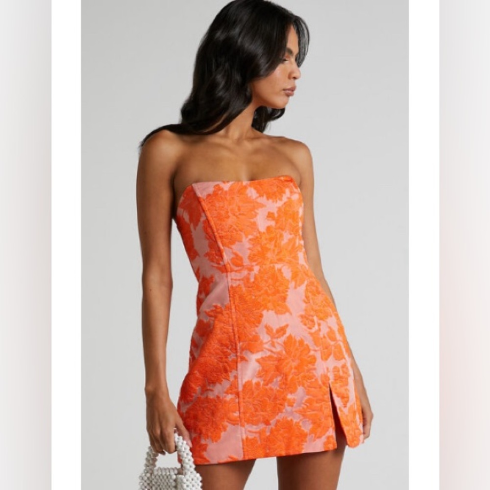 Strapless orange Showpo dress